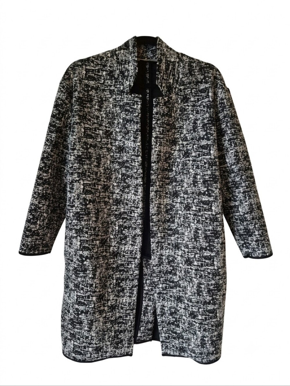 Philosophy Republic Clothing Black & White Textured Open Front Duster Coat Size